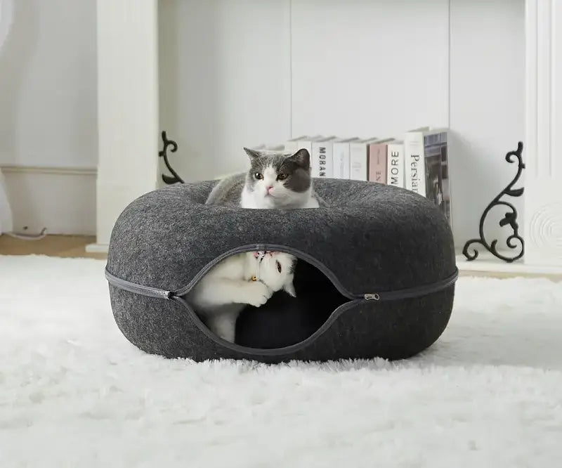 Detachable felt cat cave bed.