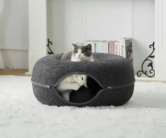 Detachable felt cat cave bed.