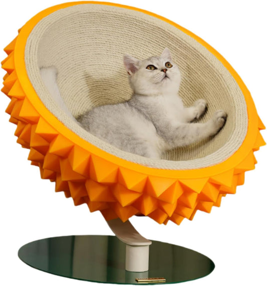 Durian Cat Scratcher Chair: Modern Sisal Lounger & Post - Orange